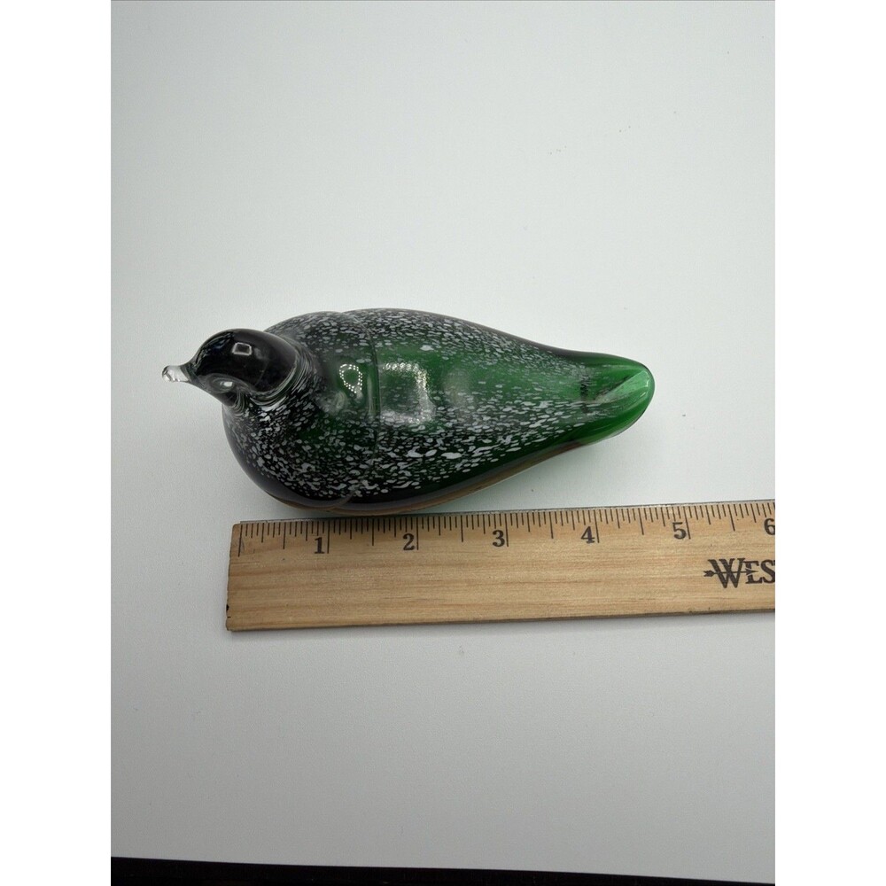 VINTAGE Green Speckle ART GLASS BIRD SCULPTURE FIGURINE - Picture 5 of 5